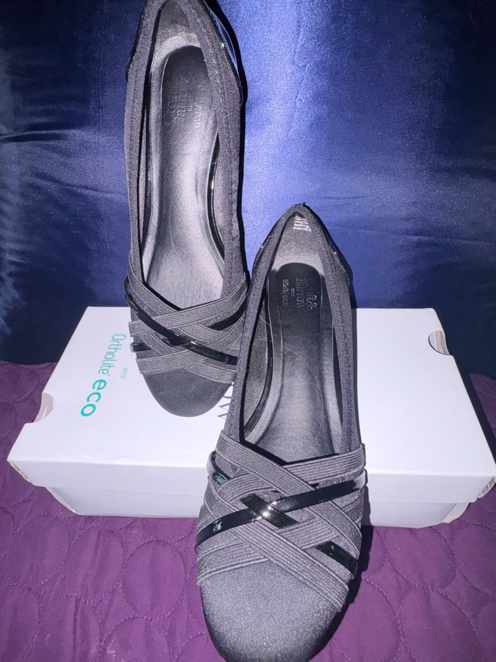 croft & barrow Black Crisscross Strap Wedges